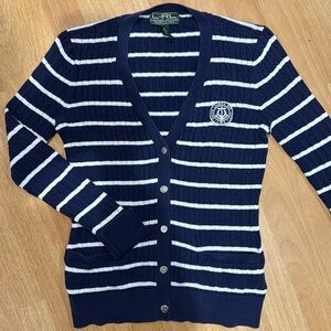 Vintage Ralph Lauren Striped Long Sleeve V Neck Cardigan Size Small